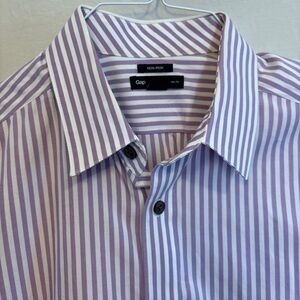 GAP Purple Slim Fit Dress Shirt with Classic Pointed Collar